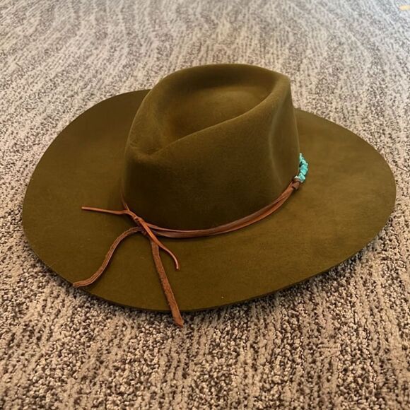 New Free People Montana Turquoise Wrap Felt Hat M - Picture 3 of 11